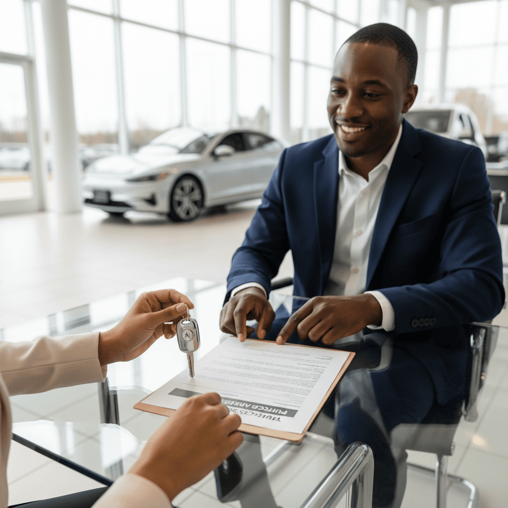 Handshake at car dealership