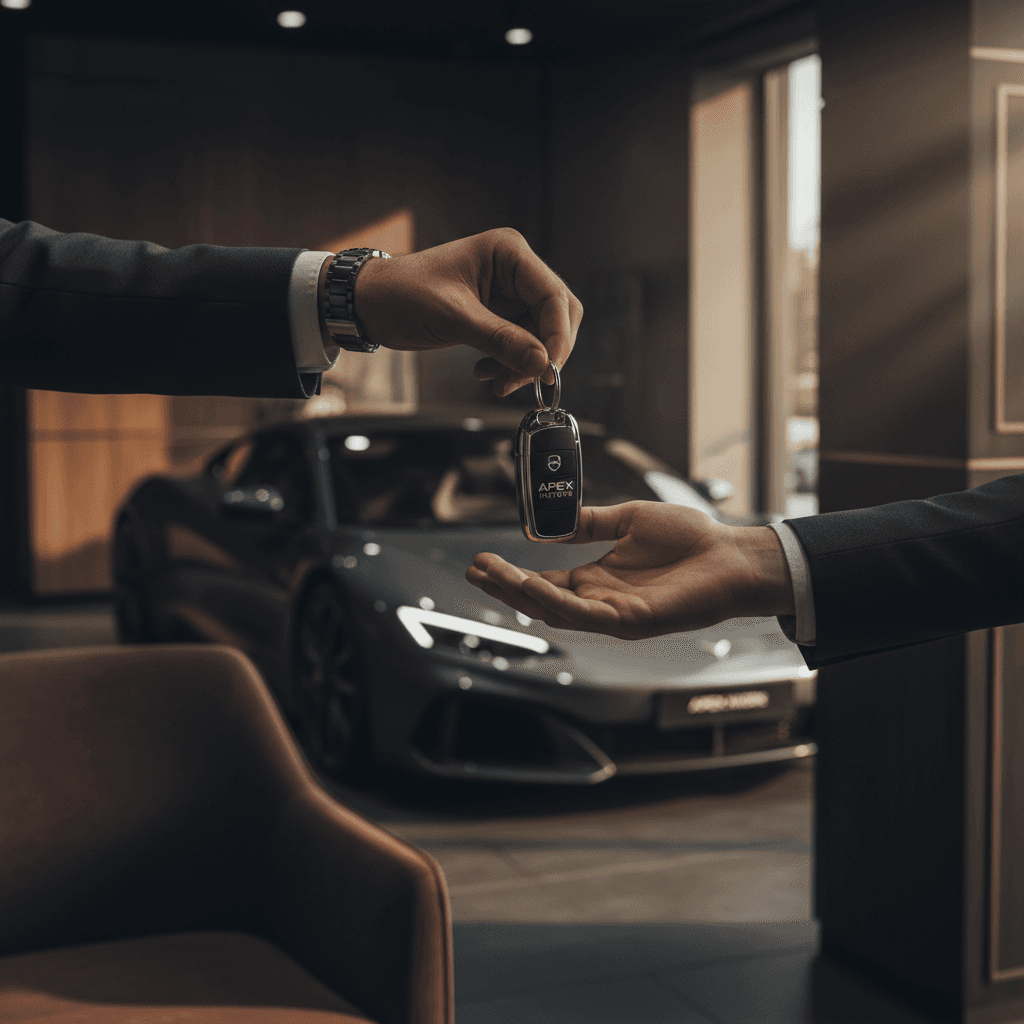 handshake between car buyer and dealer in casual setting
